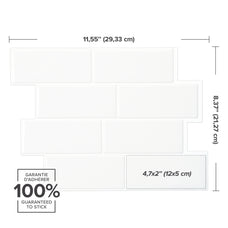 dimensions peel and stick backsplash tiles METRO White Smart Tiles