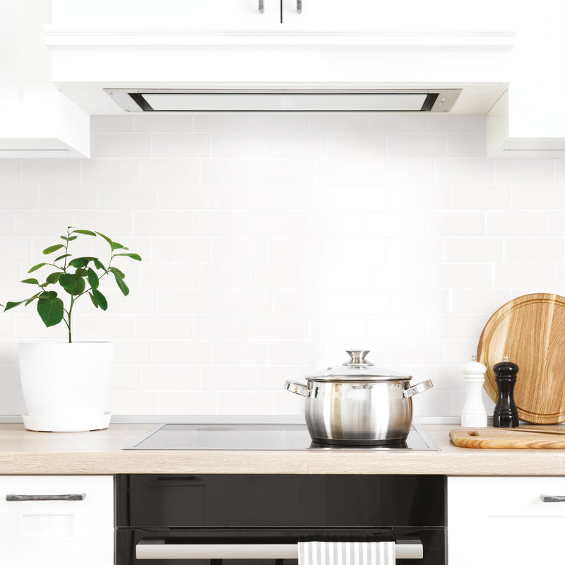 METRO White peel and stick backsplash tile smart tiles for kitchen, bathroom, vr and fireplace