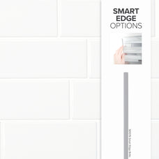 smart edge peel and stick backsplash tiles METRO White Smart Tiles