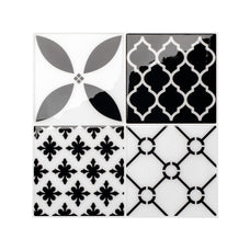 Vintage black and white peel and stick backsplash tile smart tiles for kitchen, bathroom, vr and fireplace