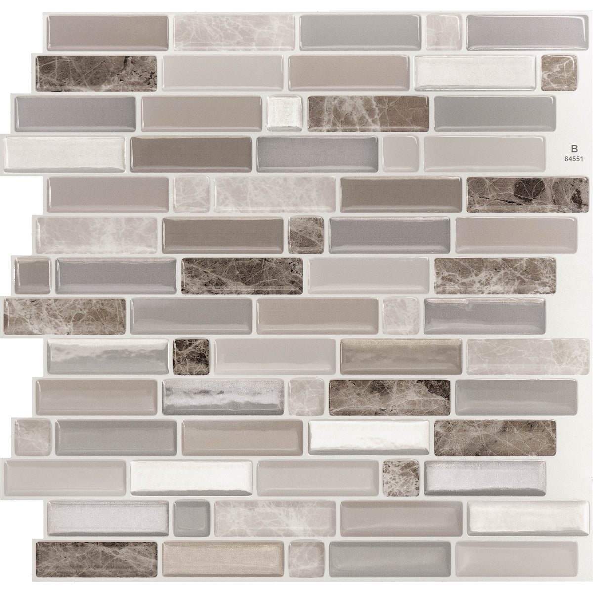 CRESCENDO Beige, Brown, Grey peel and stick backsplash tile smart tiles for kitchen, bathroom, vr and fireplace