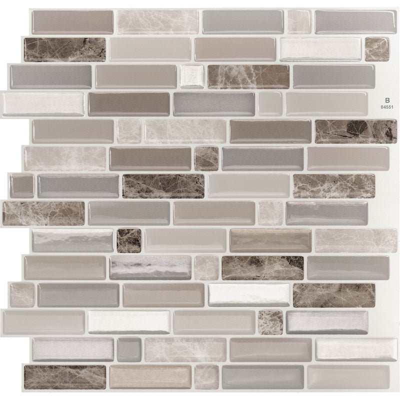CRESCENDO Beige, Brown, Grey peel and stick backsplash tile smart tiles for kitchen, bathroom, vr and fireplace