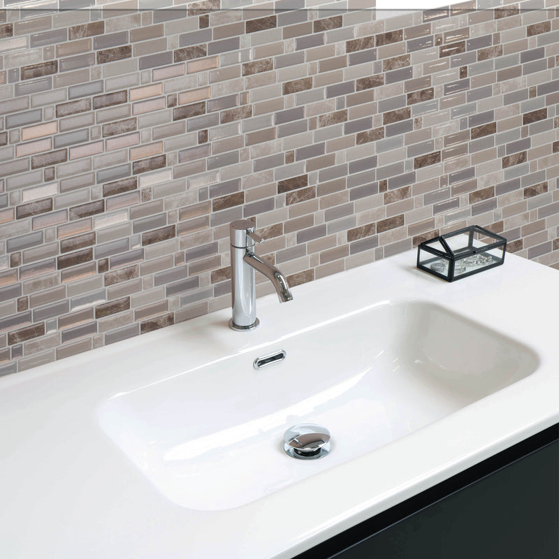 CRESCENDO Beige, Brown, Grey peel and stick backsplash tile smart tiles for kitchen, bathroom, vr and fireplace