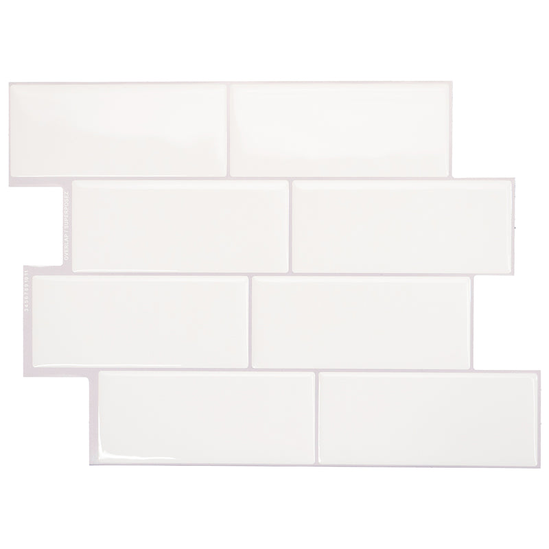 METRO White peel and stick backsplash tile smart tiles for kitchen, bathroom, vr and fireplace