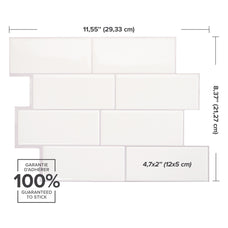 Dimensions peel and stick backsplash tiles METRO White Smart Tiles