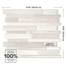 Dimensions peel and stick backsplash tiles MILANO Beige, White Smart Tiles