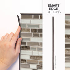 Smart Edge peel and stick backsplash tiles BELLAGIO Brown, Ivory Smart Tiles