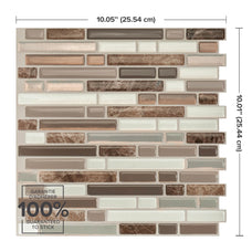 dimensions peel and stick backsplash tiles BELLAGIO Brown, Ivory Smart Tiles
