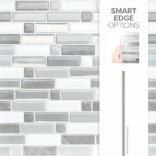 smart edge peel and stick backsplash tiles CRESCENDO Grey, White Smart Tiles