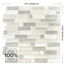 dimensions peel and stick backsplash tiles CRESCENDO Ivory Smart Tiles
