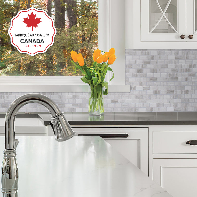 RAVENNA Grey peel and stick backsplash tile smart tiles for kitchen, bathroom, vr and fireplace