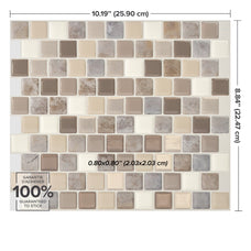 dimensions peel and stick backsplash tiles BRIXIA Beige, Brown Smart Tiles