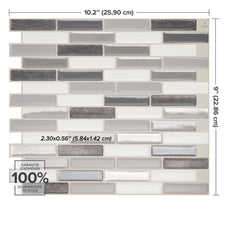 DIMENSIONS peel and stick backsplash tiles MILENZA Grey Smart Tiles