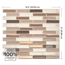 Dimensions peel and stick backsplash tiles MILENZA Beige Smart Tiles