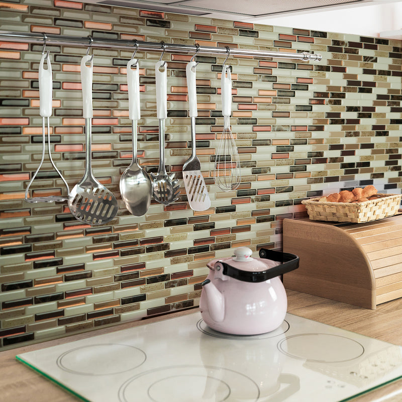 MILENZA Beige, Brown peel and stick backsplash tile smart tiles for kitchen, bathroom, vr and fireplace
