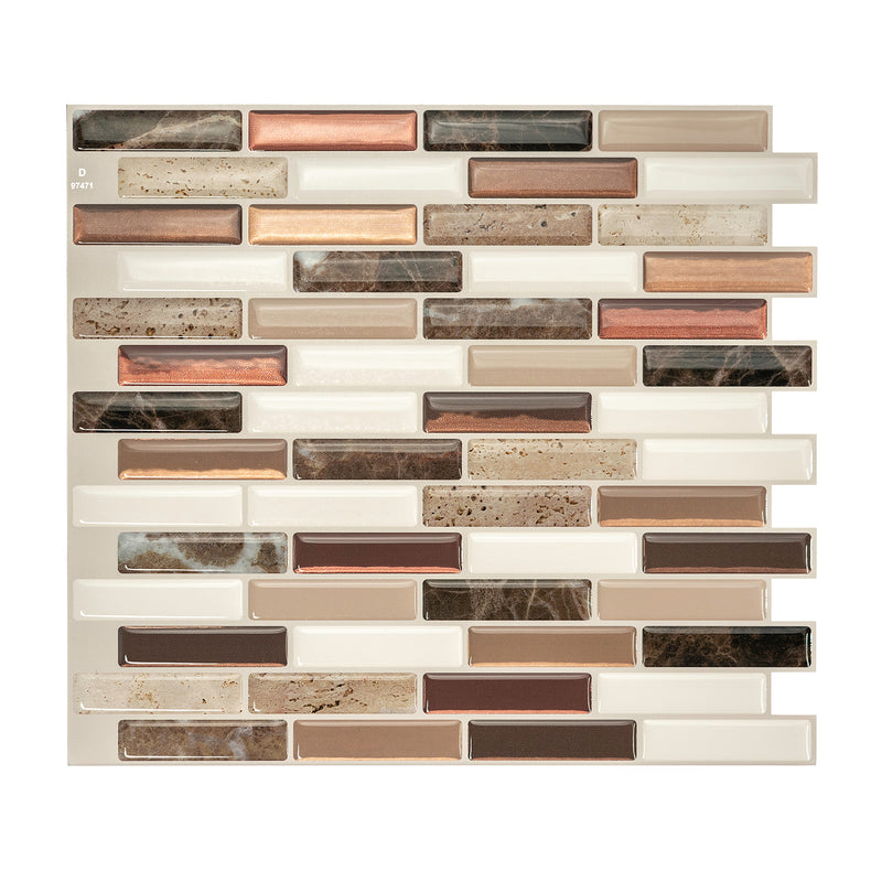 MILENZA Beige, Brown peel and stick backsplash tile smart tiles for kitchen, bathroom, vr and fireplace