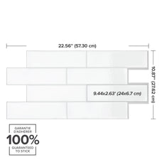 Dimensions peel and stick backsplash tiles XL OSLO White Smart Tiles
