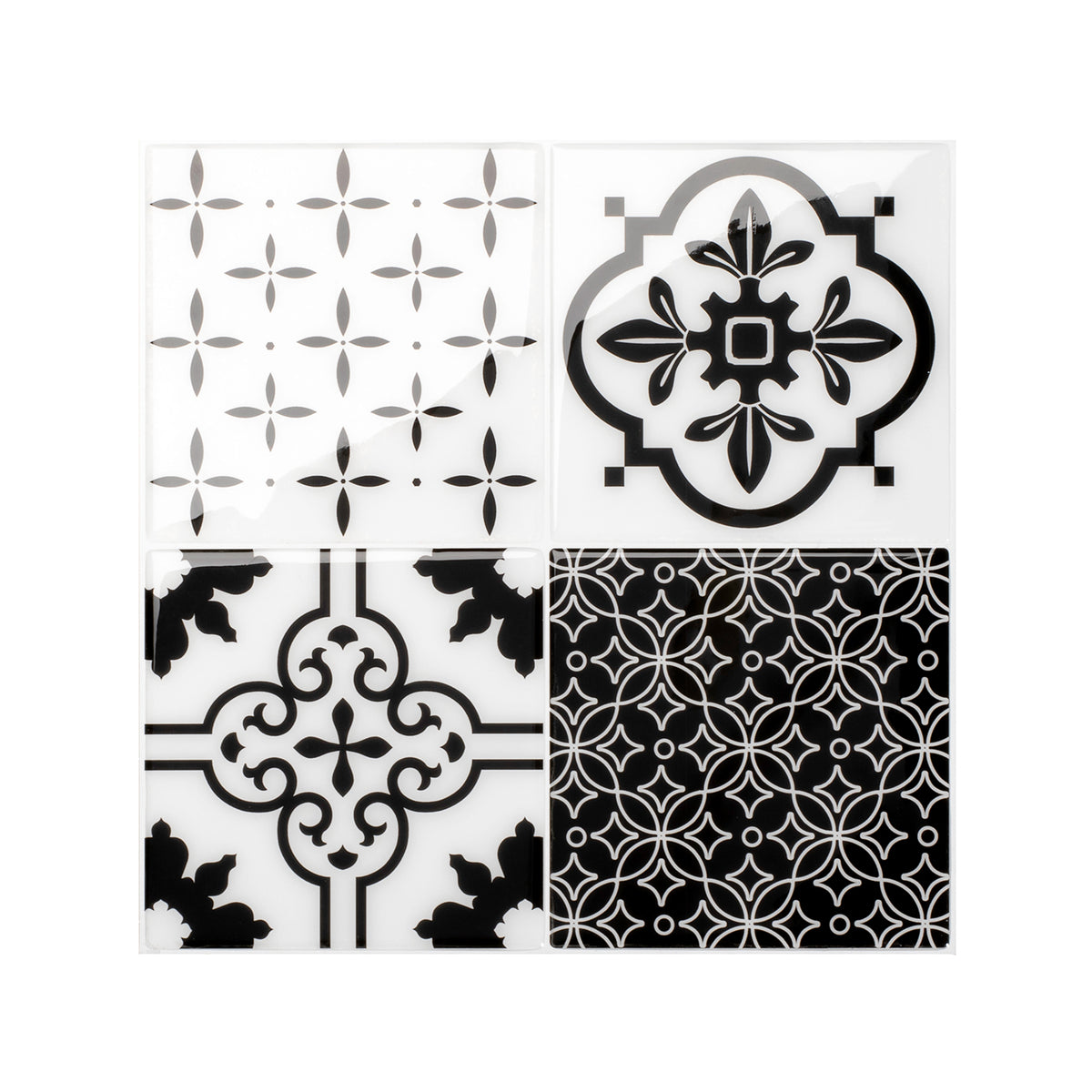 Vintage black and white peel and stick backsplash tile smart tiles for kitchen, bathroom, vr and fireplace