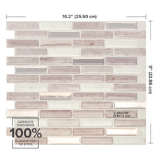 Dimensions peel and stick backsplash tiles MILENZA Beige Smart Tiles