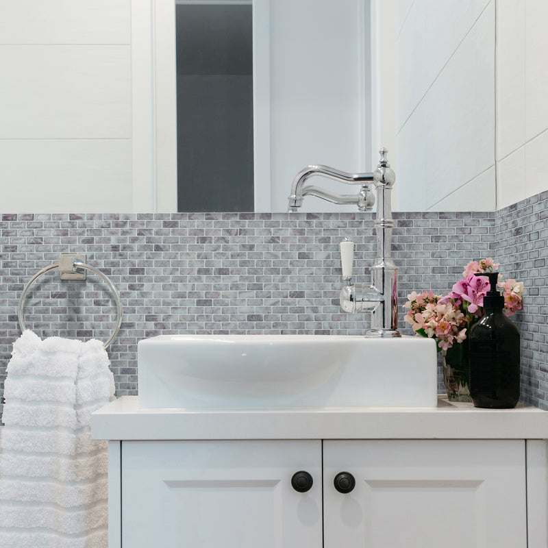 MANDOLIA Grey peel and stick backsplash tile smart tiles for kitchen, bathroom, vr and fireplace