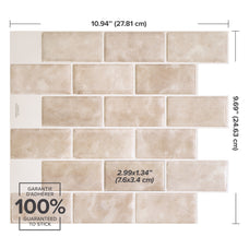 Dimensions peel and stick backsplash tile Subway beige Smart