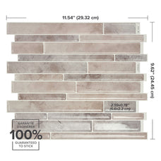 Dimensions peel and stick backsplash tiles MILANO Beige, Grey Smart Tiles