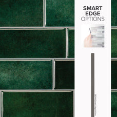 smart edge peel and stick backsplash tiles METRO Green Smart Tiles