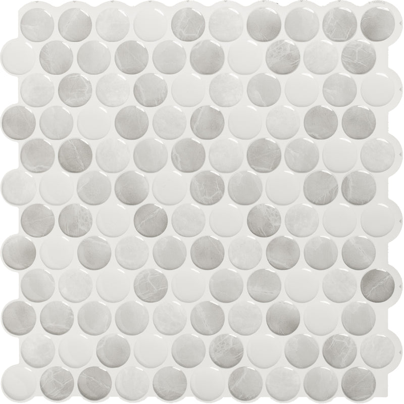 PENNY Grey peel and stick backsplash tile smart tiles for kitchen, bathroom, vr and fireplace