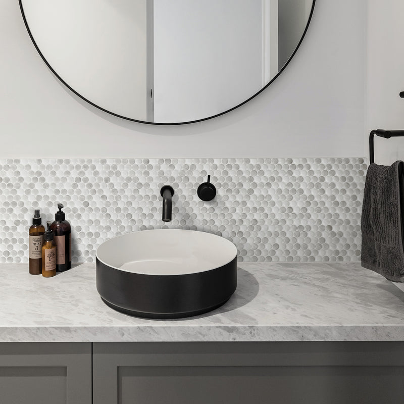 PENNY Grey peel and stick backsplash tile smart tiles for kitchen, bathroom, vr and fireplace