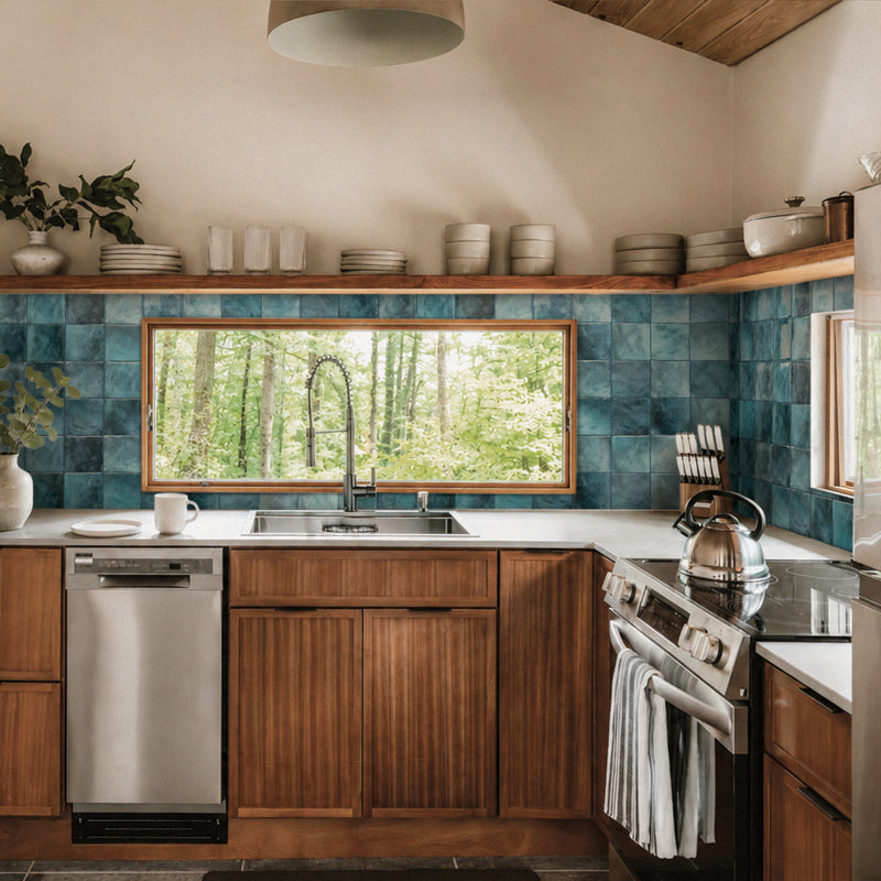 Zellige turquoise peel and stick backsplash tile smart tiles for kitchen, bathroom, vr and fireplace