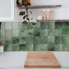 Kitchen peel and stick backsplash tile Zellige green Smart Tiles