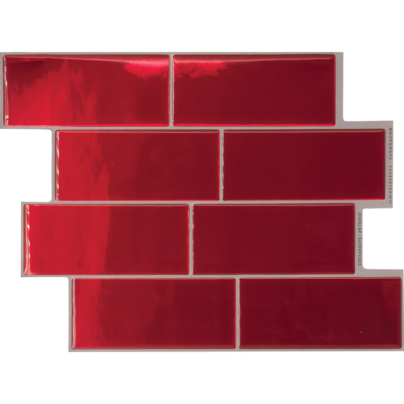 METRO Red peel and stick backsplash tile smart tiles for kitchen, bathroom, vr and fireplace