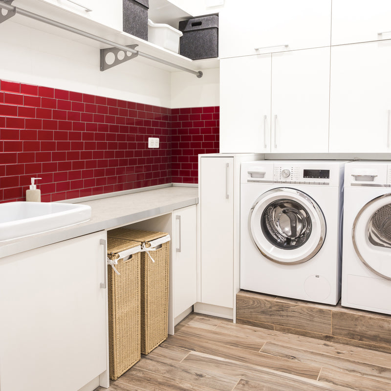 METRO Red peel and stick backsplash tile smart tiles for kitchen, bathroom, vr and fireplace