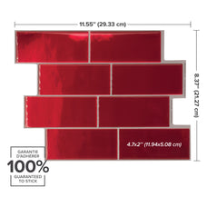 dimensions peel and stick backsplash tiles METRO Red Smart Tiles