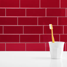 bathroom peel and stick backsplash tiles METRO Red Smart Tiles