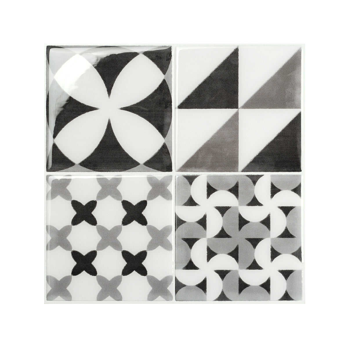 Vintage black and white peel and stick backsplash tile smart tiles for kitchen, bathroom, vr and fireplace