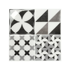 Vintage black and white peel and stick backsplash tile smart tiles for kitchen, bathroom, vr and fireplace