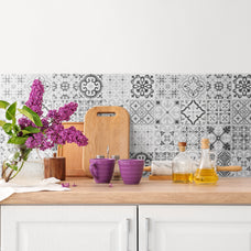 Kitchen peel and stick backsplash tile Vintage grey and black Smart Tiles