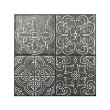 Vintage black and white peel and stick backsplash tile smart tiles for kitchen, bathroom, vr and fireplace