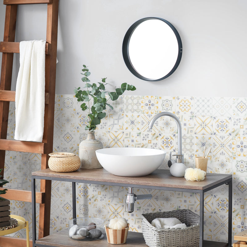 Vintage flowers peel and stick backsplash tile smart tiles for kitchen, bathroom, vr and fireplace