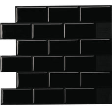 Subway black peel and stick backsplash tile smart tiles for kitchen, bathroom, vr and fireplace
