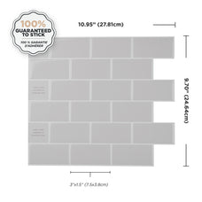 dimensions peel and stick backsplash tile Subway light grey 