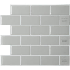 Smart tiles peel and stick backsplash tile Subway light grey 