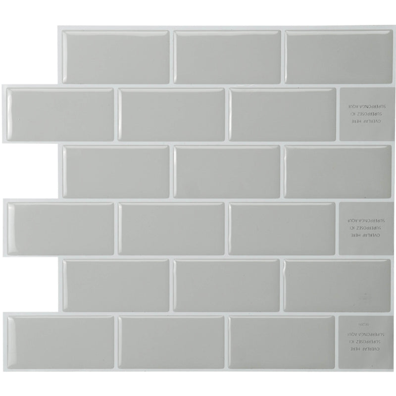Smart tiles peel and stick backsplash tile Subway light grey 