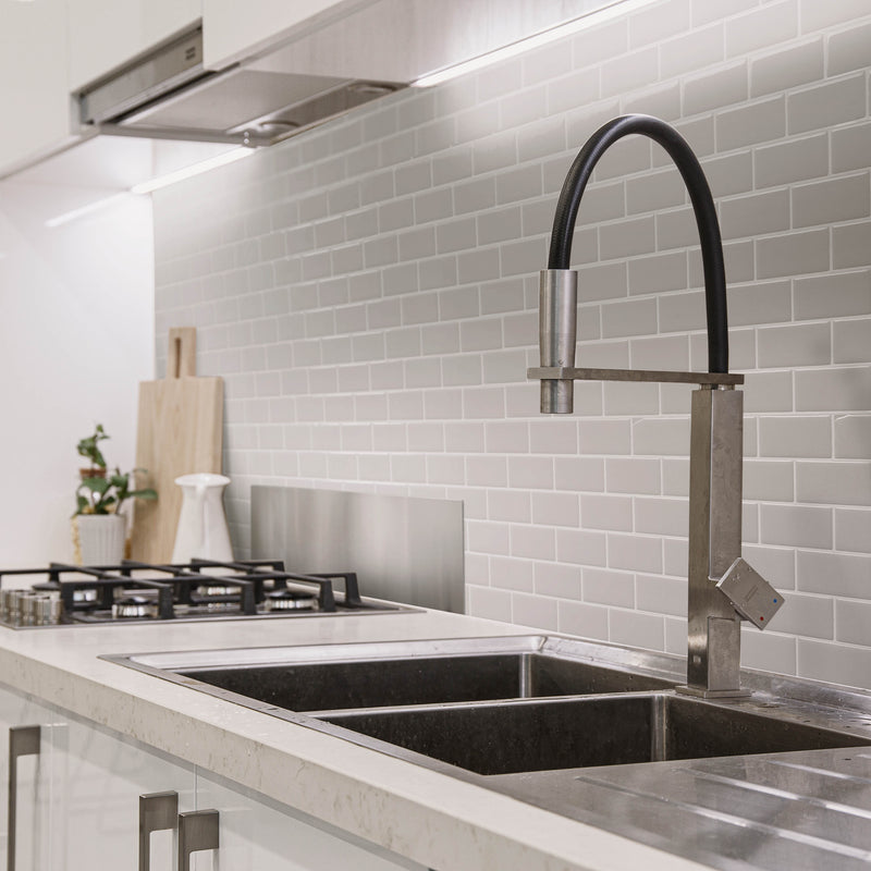 Smart tiles peel and stick backsplash tile Subway light grey 