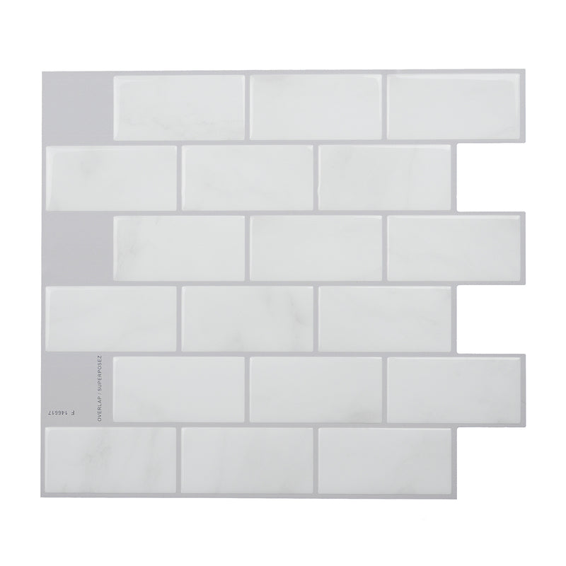 Subway marble peel and stick backsplash tile smart tiles for kitchen, bathroom, vr and fireplace