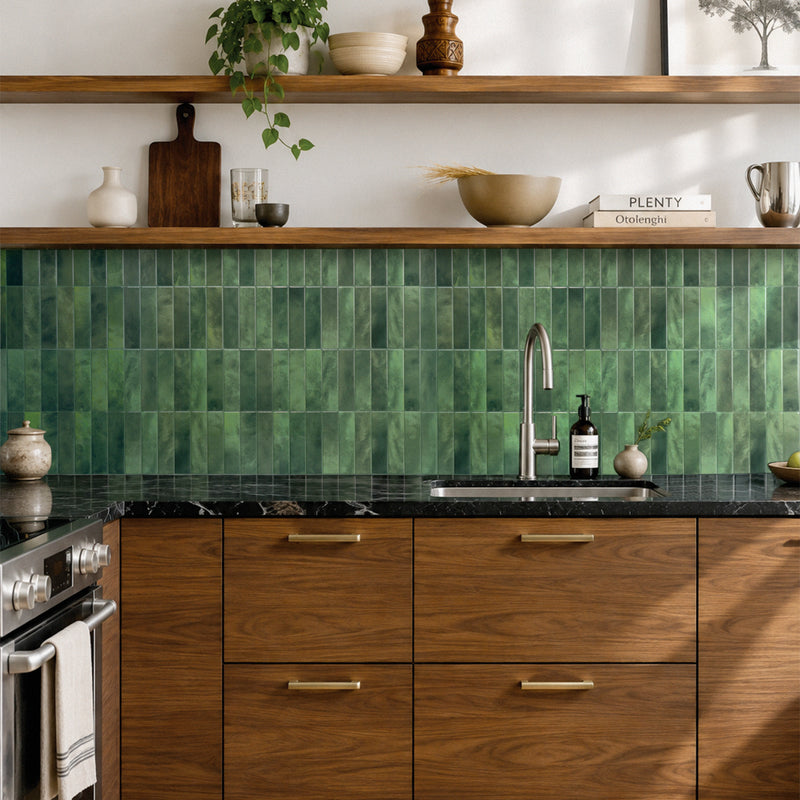 MOROCCO Green peel and stick backsplash tile smart tiles for kitchen, bathroom, vr and fireplace