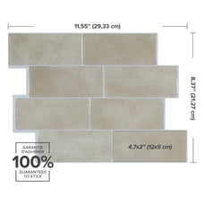 Dimensions peel and stick backsplash tiles METRO Beige Smart Tiles