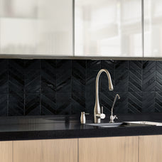 Kitchen peel and stick backsplash tile Chevron herringbone black Smart Tiles