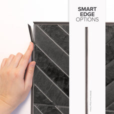 Smart Edge peel and stick backsplash tile Chevron herringbone black Smart Tiles